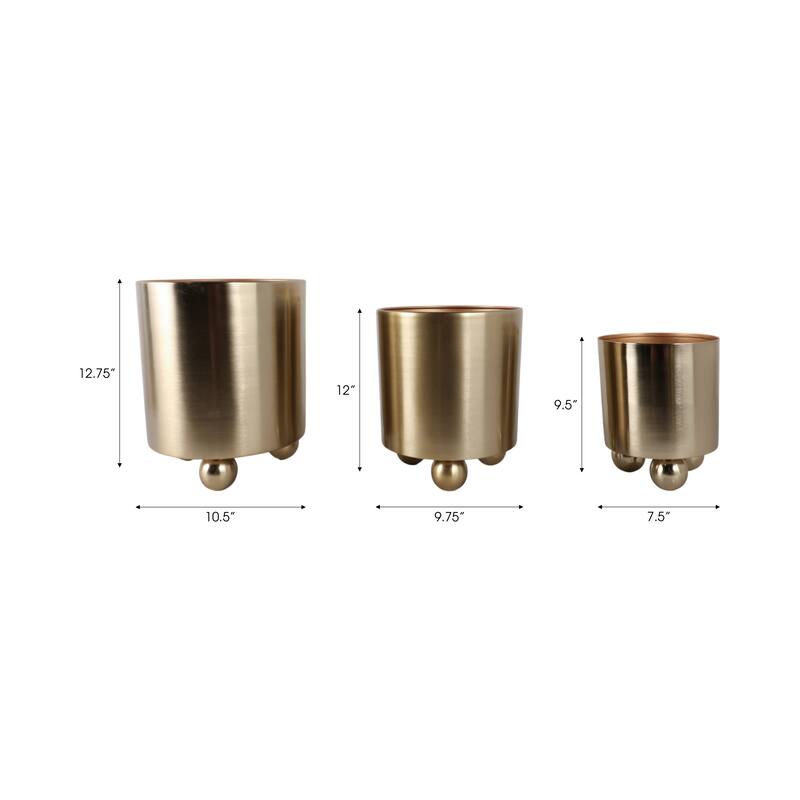 Modern Metal Planters with Spherical Legs and Sleek Dual-Tone Design, Set of 3 - 10.5" x 10.5" x 12.75"