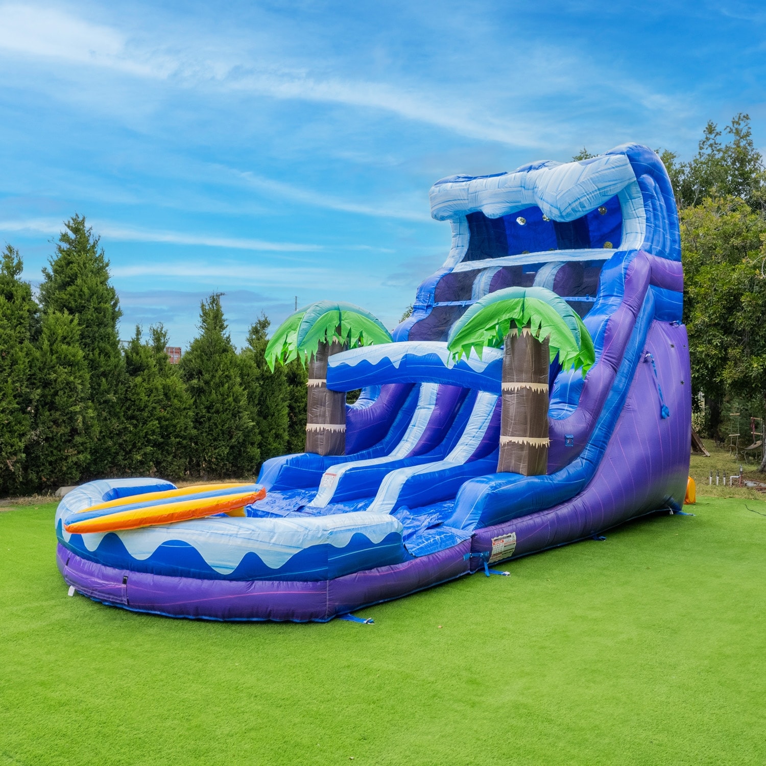 XJUMP 17 FT Surf Beach Dual Lane Inflatable Water Slide with Detachable Splash Pool for Kids, Commercial PVC, Blower Included