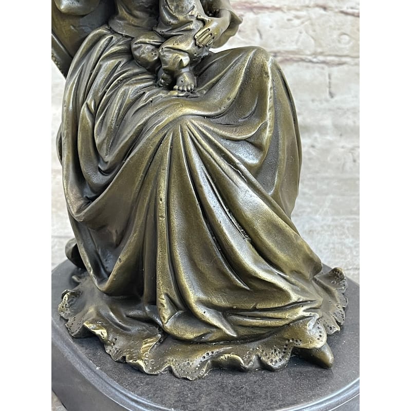 Art Deco Nouveau Mother And Baby Classic Original Bronze Artwork By Jean Patoue