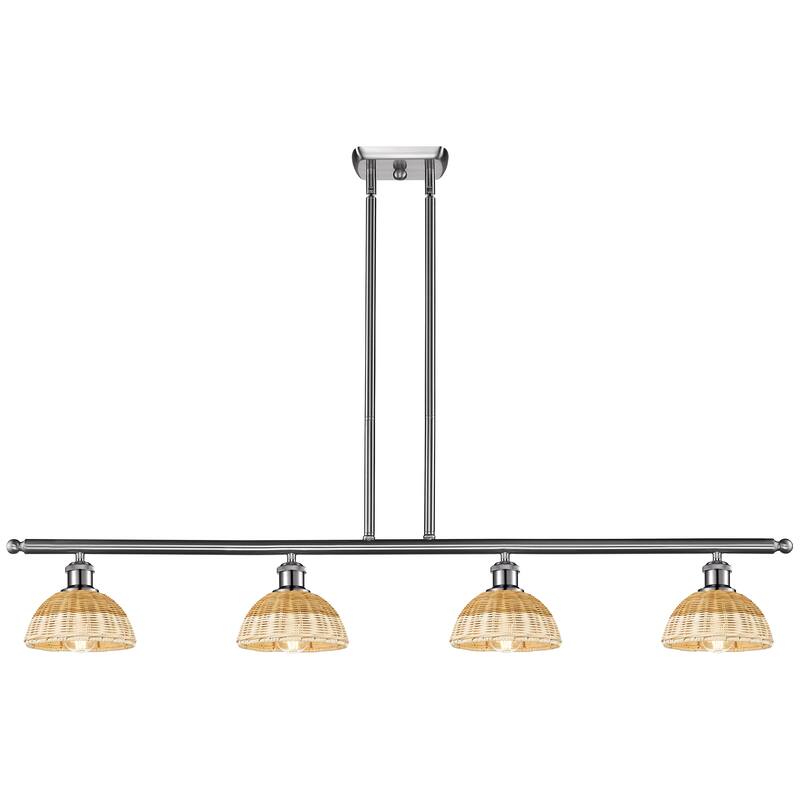 Innovations Lighting Endless Possibilities Ballston - Bristol Natural II - 4 Light 48" Stem Hung Island Light with 8" Shades - Brushed Satin Nickel