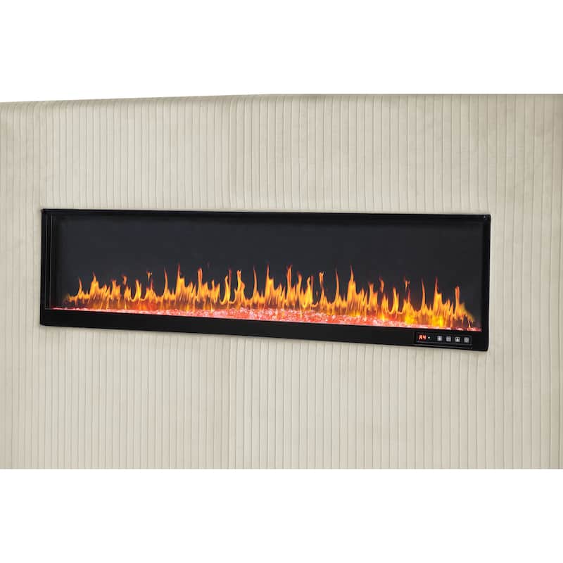 Lizelle Modern Style Queen/King Upholstered Bed with USB Ports, Fireplace Headboard & Made with Wood