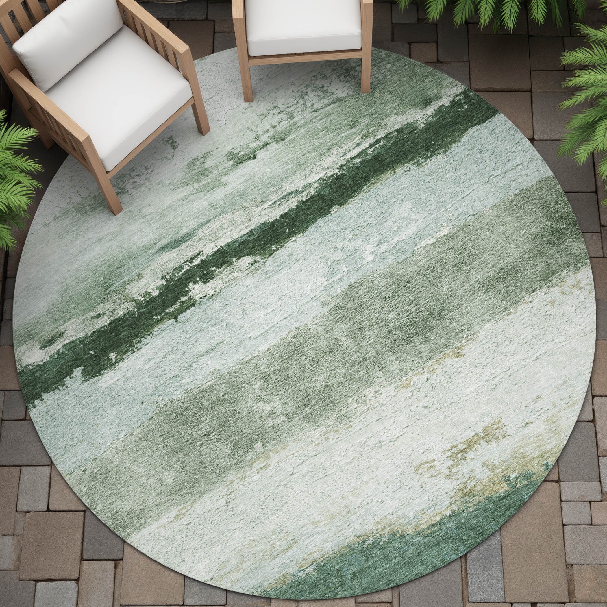 Machine Washable Indoor/Outdoor Watercolor Ombre Chantille Rug