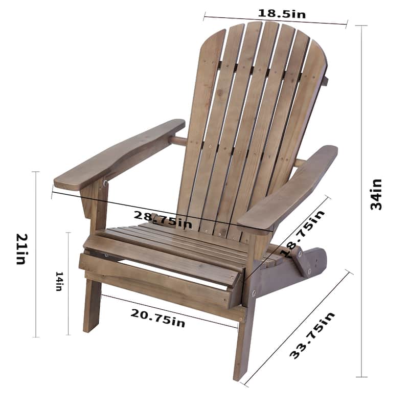 Grand Collection Folding Large Size Adirondack Chair Pine Wood, Dark Brown