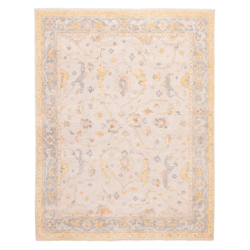 ECARPETGALLERY Hand-knotted Modern Oushak Light Grey Wool Rug - 7'11 x 10'0