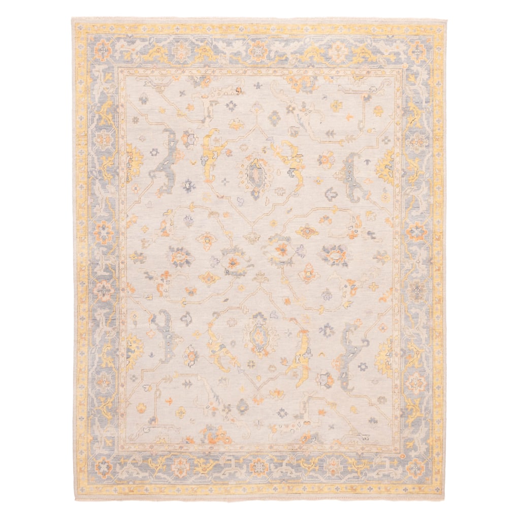 ECARPETGALLERY Hand-knotted Modern Oushak Light Grey Wool Rug - 7'11 x 10'0