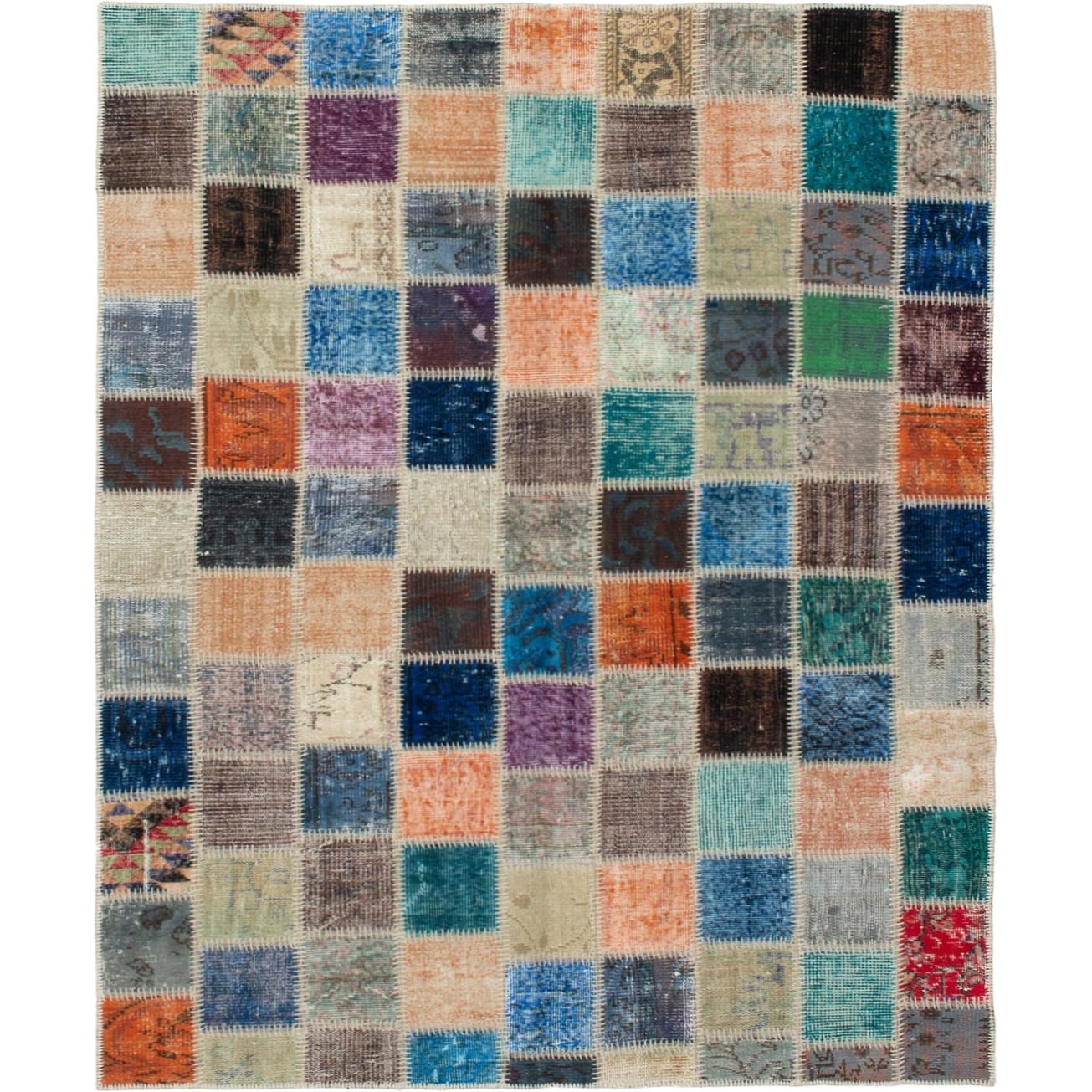 ECARPETGALLERY Hand-knotted Color Transition Patchwork Multi Wool Rug - 5'6 x 7'3