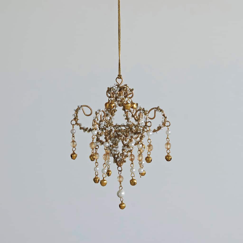 Handmade Metal, Glass, and Acrylic Beaded Chandelier Ornament