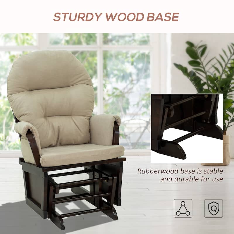HOMCOM Nursery Glider Rocking Chair with Ottoman Cushion Seating