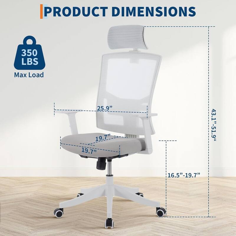 High Back Adjustable Ergonomic Desk Chair, Home Office Chair for Gaming, Naps