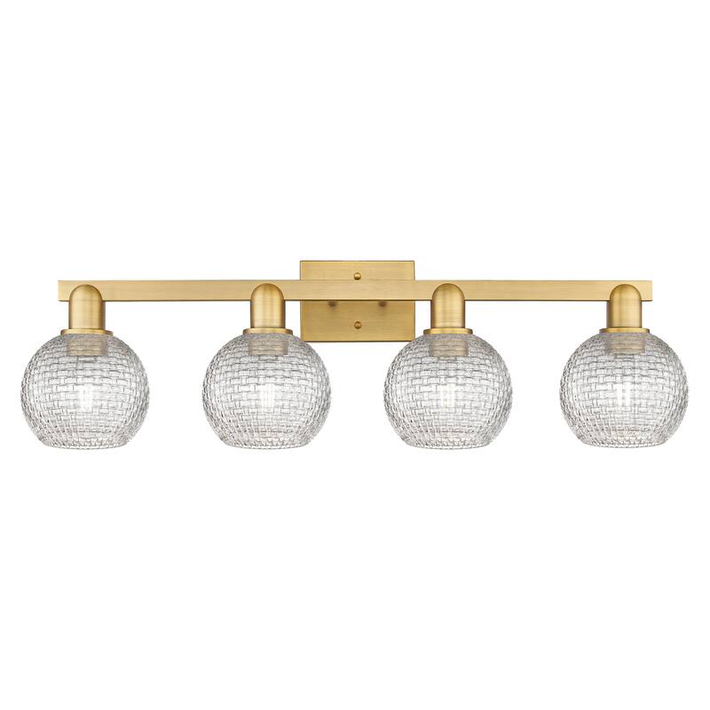 Innovations Lighting Endless Possibilities Arcadia - Athens - 4 Light 33" Basketweave Bath Vanity Light - Brushed Brass