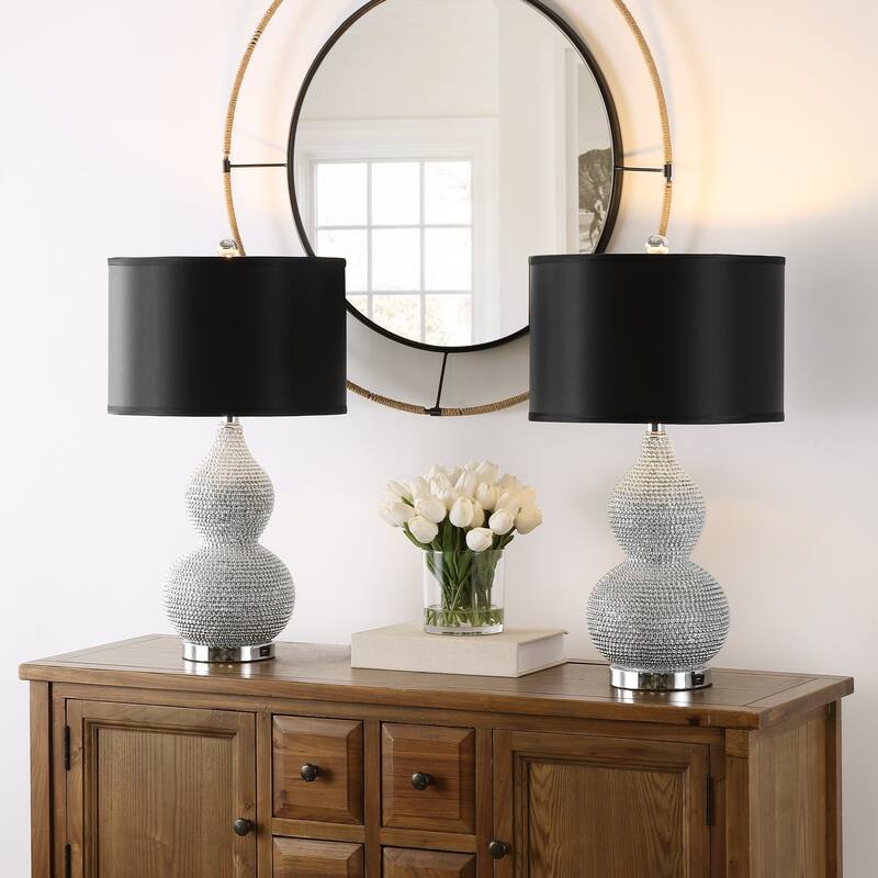 SAFAVIEH Lighting Karri 24 Inch Silver Beaded Table Lamp (Set of 2) - 14Wx14Dx25H