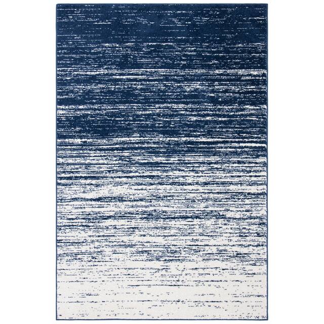SAFAVIEH Adirondack Vera Modern Ombre Distressed Stripe Area Rug - 2'6" x 4' - Navy/Ivory