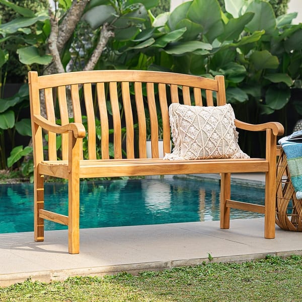 slide 2 of 12, Cambridge Casual Sherwood Teak Wood Outdoor Bench Natural Teak