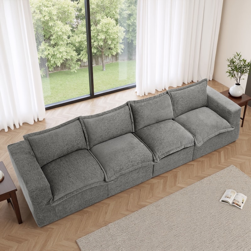 No Assembly Chenille Modular Sectional Sofa Comfy Cloud Couch