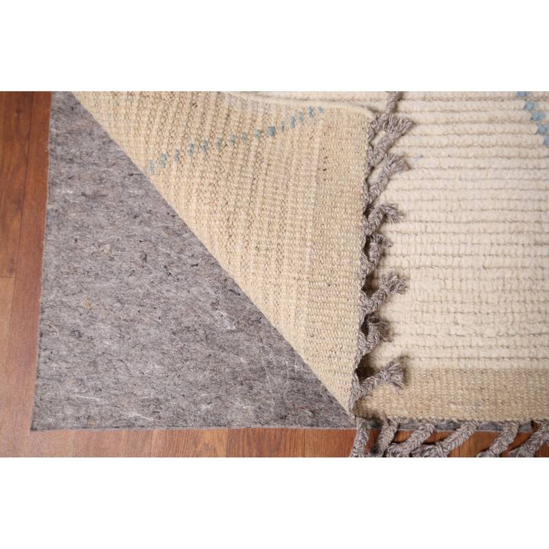 All-Over Trellis Moroccan Large Area Rug Handmade Wool Carpet - 8'10" x 13'7"