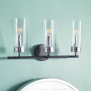 SAFAVIEH Lighting Remery 3-light LED Vanity Sconce - Matte Black/Chrome - 22"W x 6"D x 12"H