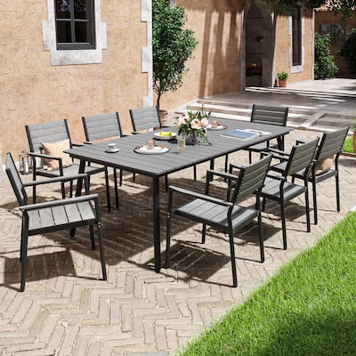 VredHom 9-Piece Outdoor Patio Dining Table Set with Stackable Chairs - Set of 9