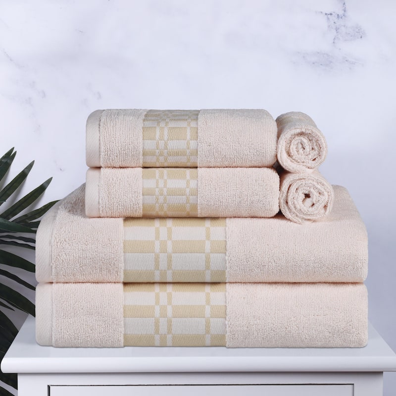 Superior Larissa Cotton Embroidered Geometric Border 6-Piece Towel Set