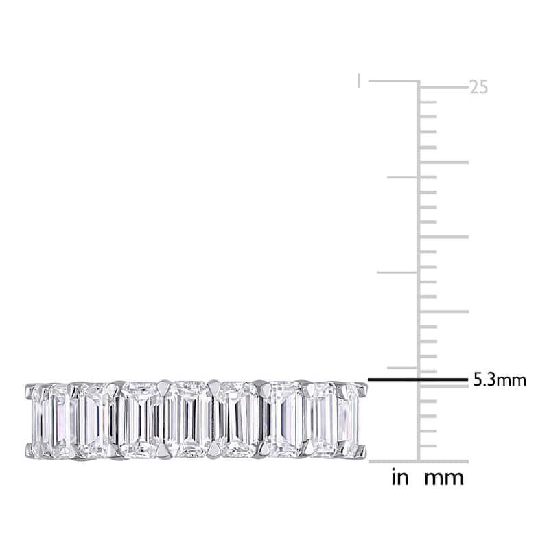Miadora 2 3/4ct DEW Emerald-Cut Moissanite Semi-Eternity Band in 10k White Gold