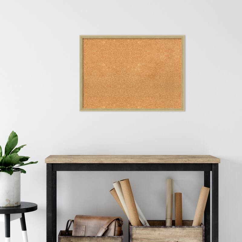 Lucie Metallic Wood Framed Natural Corkboard Bulletin Board