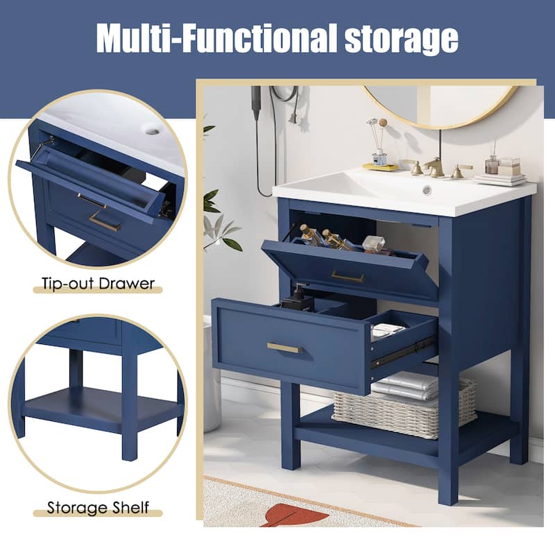 24'' Bathroom Vanity with Top Single Sink with 2 Drawers