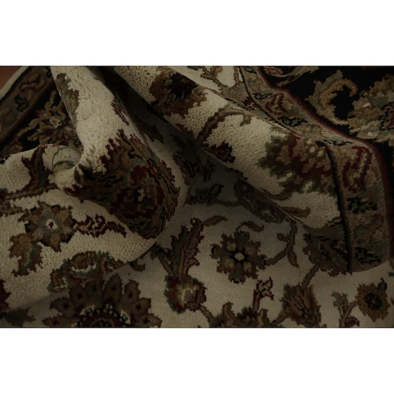 Hand Knotted Oriental 100% Wool Carpet Traditional All-Over Beige & Ivories Agra Area Rug - 8' 8'' X 6' 0''