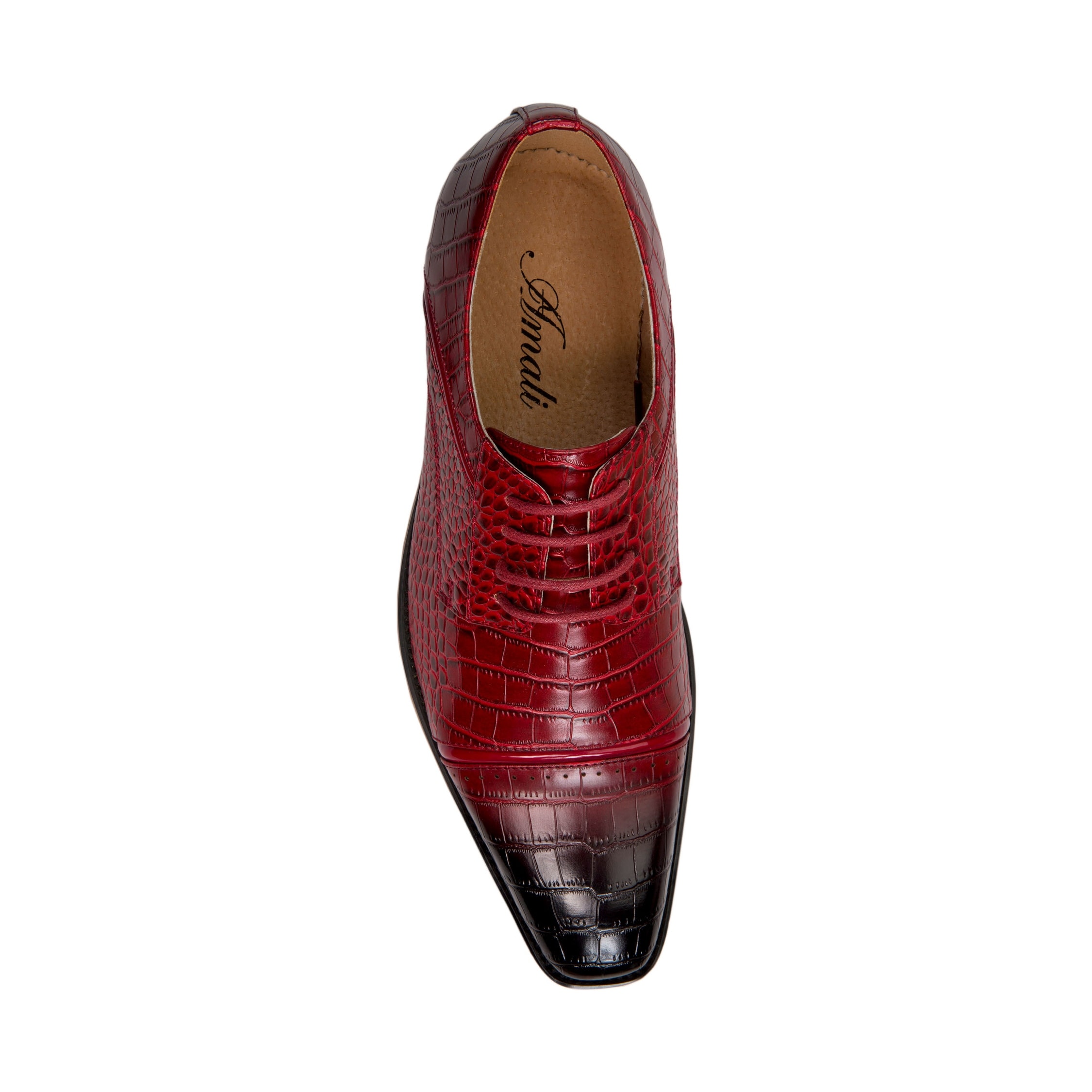 Amali Men's Oxford Brown Cognac Dress Shoes Exotic Print Sizes 7.5-15