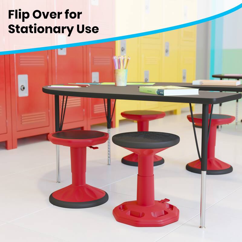 Kids Adjustable Height Active Learning Stool for Classroom and Home - 13"D x 13"W x 13.5" - 18.25"H