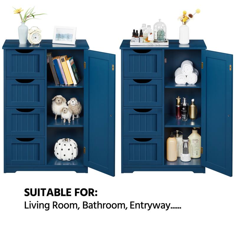 Yaheetech 4-Tier Wooden Bathroom Floor Cabinet for Bathroom Kitchen Bathroom, Livingroom