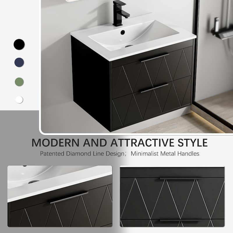 Bathroom Wall Mounted Cabinet Vanity Set with Side Cabinet