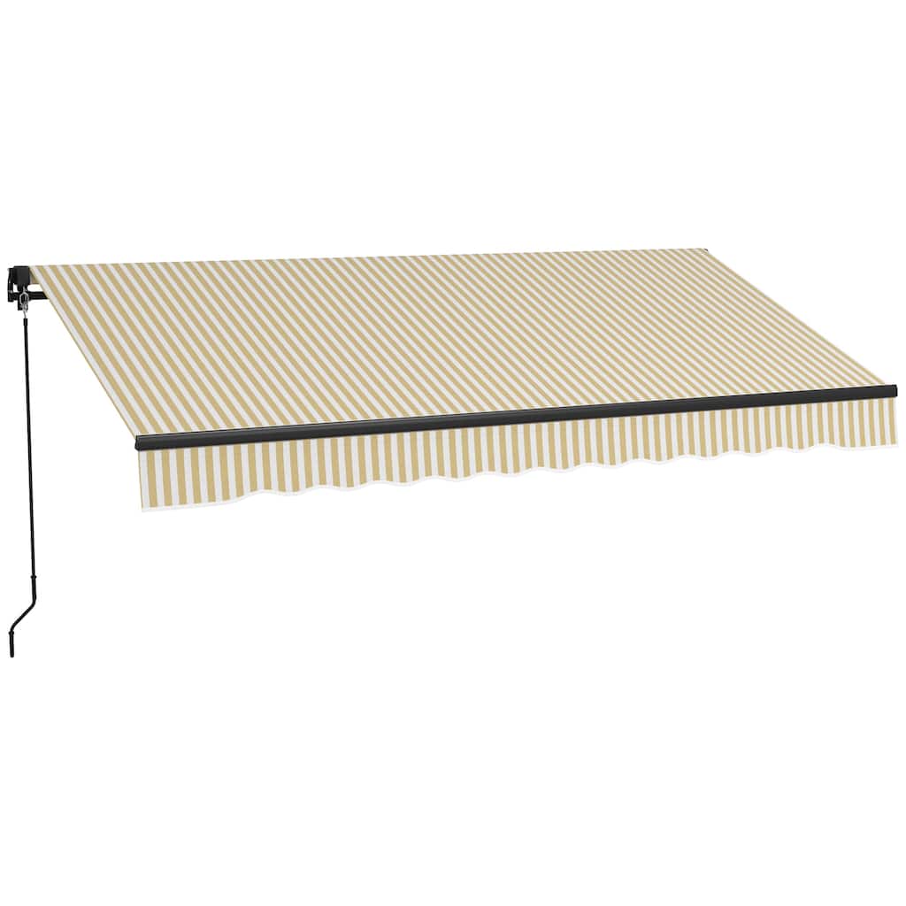 12' x 10' Retractable Awning Sunshade Shelter with Manual Crank Handle, 280gsm UV Resistant Fabric and Aluminum Frame