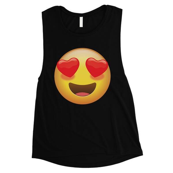 Shop Emoji Heart Eyes Womens Black Best Great Fun Halloween Muscle