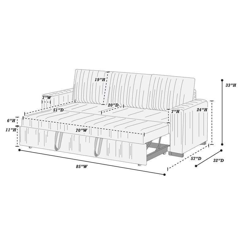 Poundex Convertible Sofa