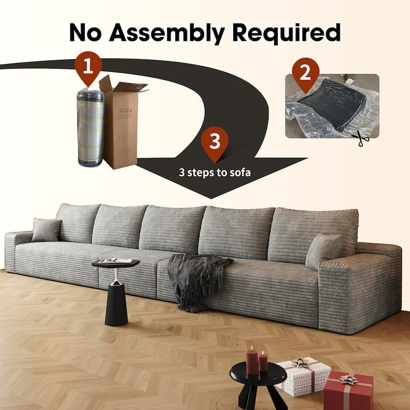 Sofa 168-in Casual Gray 5 -seater Sectional - 8' x 10'