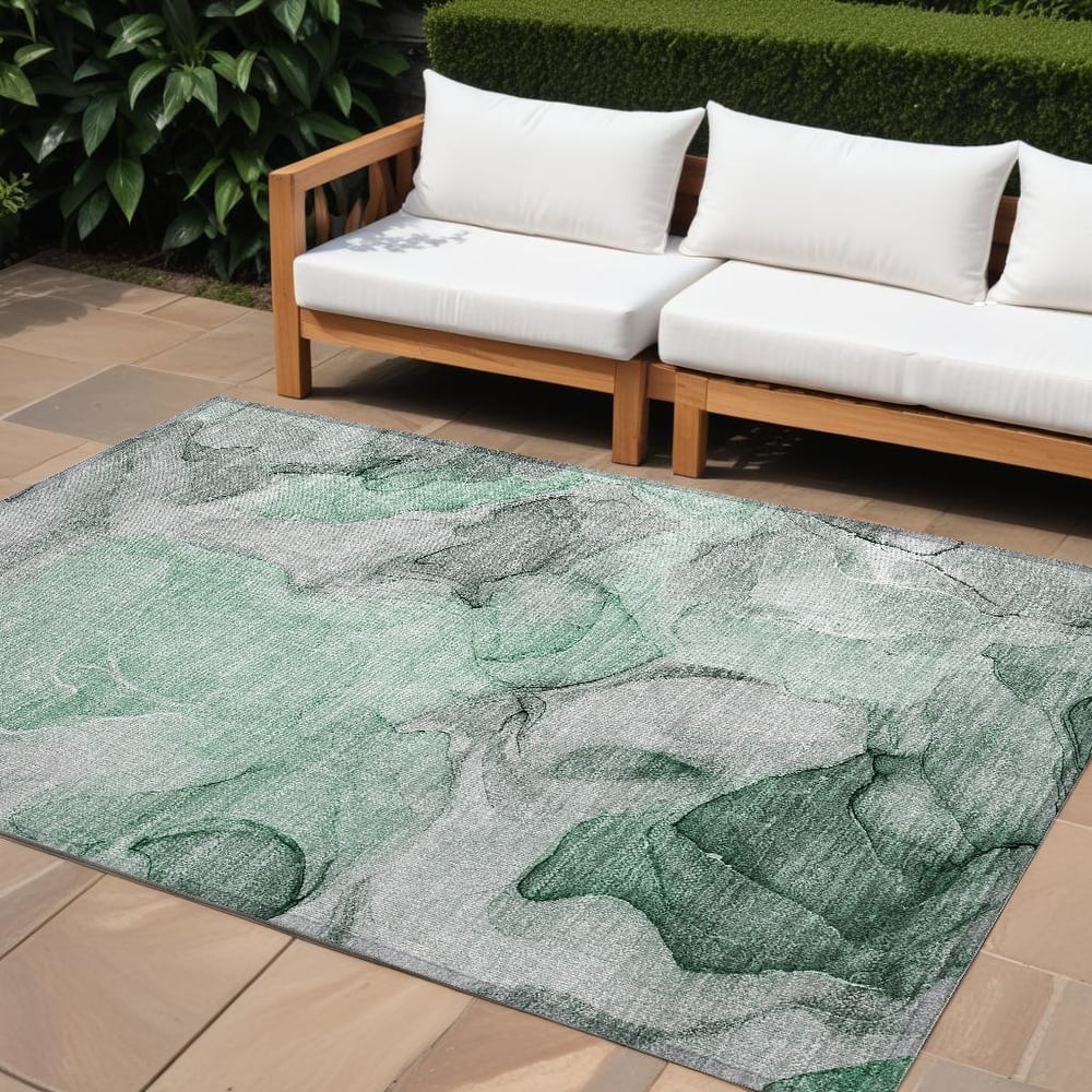Allus Artistic Abstract Weather Resistant Classic Meets Modern Outdoor Rug