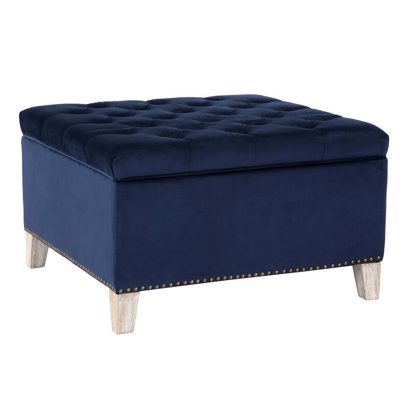 29.5" Wide Velvet Tufted Square Ottoman With Storage