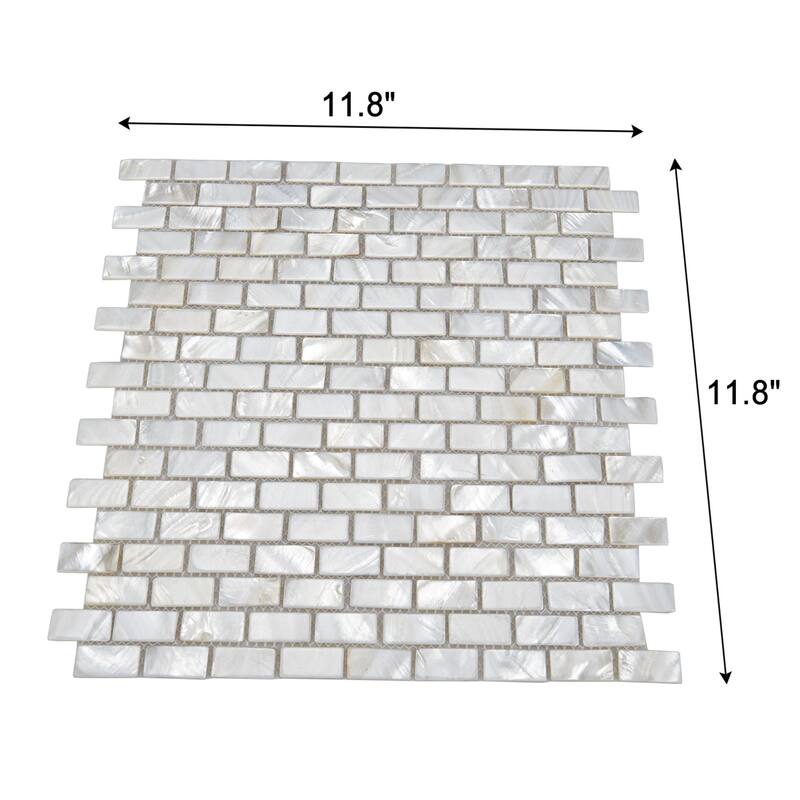 10-Piece White Mother of Pearl Tile Backsplash for Kitchen, Bathroom, Pool Tile, 12''x 12''