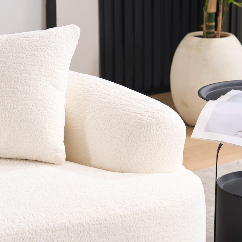 Characteristic Loveseat Sofa Couch with 3 Decorative Pillows, Curved 2-Seater Sofa Couch for Apartments