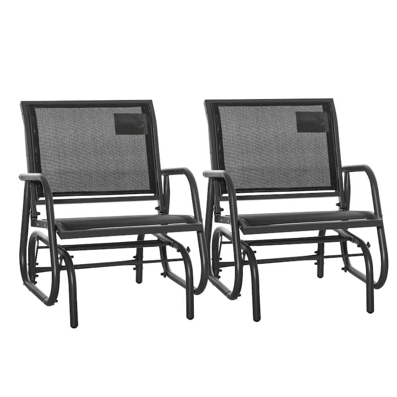 Outsunny Glider/Rocking Chair Set with Breathable Mesh Fabric, Curved Armrest
