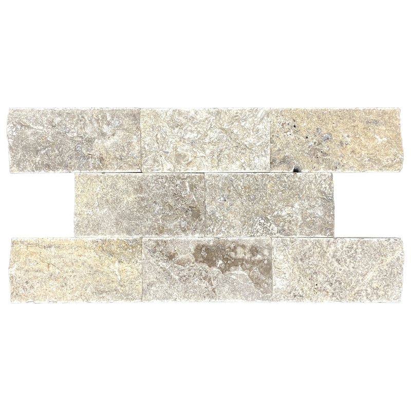 Argento Travertine 3" x 6" Split Face Tile - 1 Box (3.50 sqft) - Silver