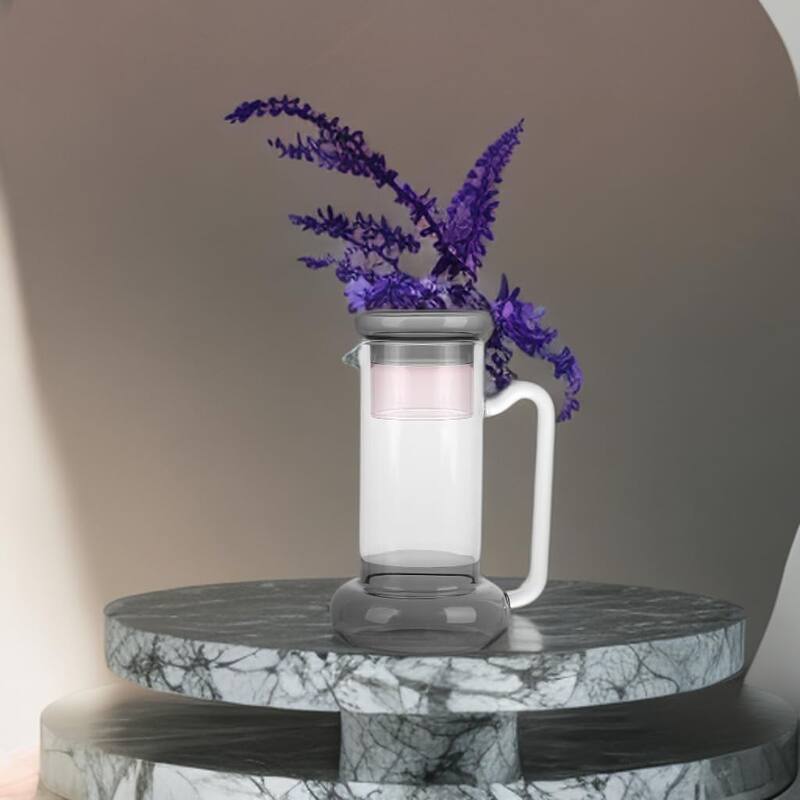 Elle Decor Bedside Pitcher Set Carafe with Cup - 32-Ounce Carafe