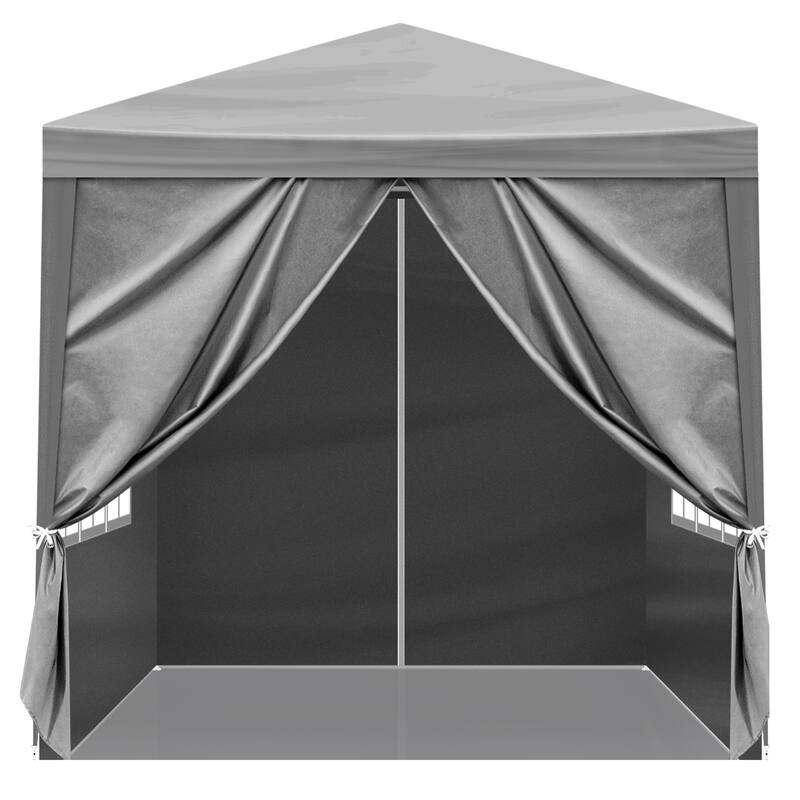 6.5x6.5 ft Grey Outdoor Waterproof PE Fabric Canopy Tent with Iron Frame and Sun Rain Protection