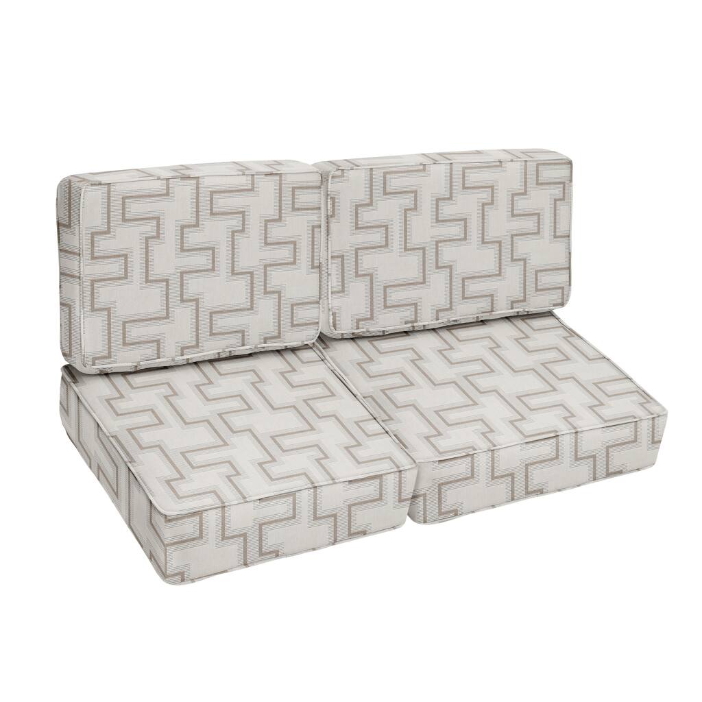 Blue Grey Stone Geometric Indoor/Outdoor Corded Loveseat Set - 23 in x 47 in x 23 in