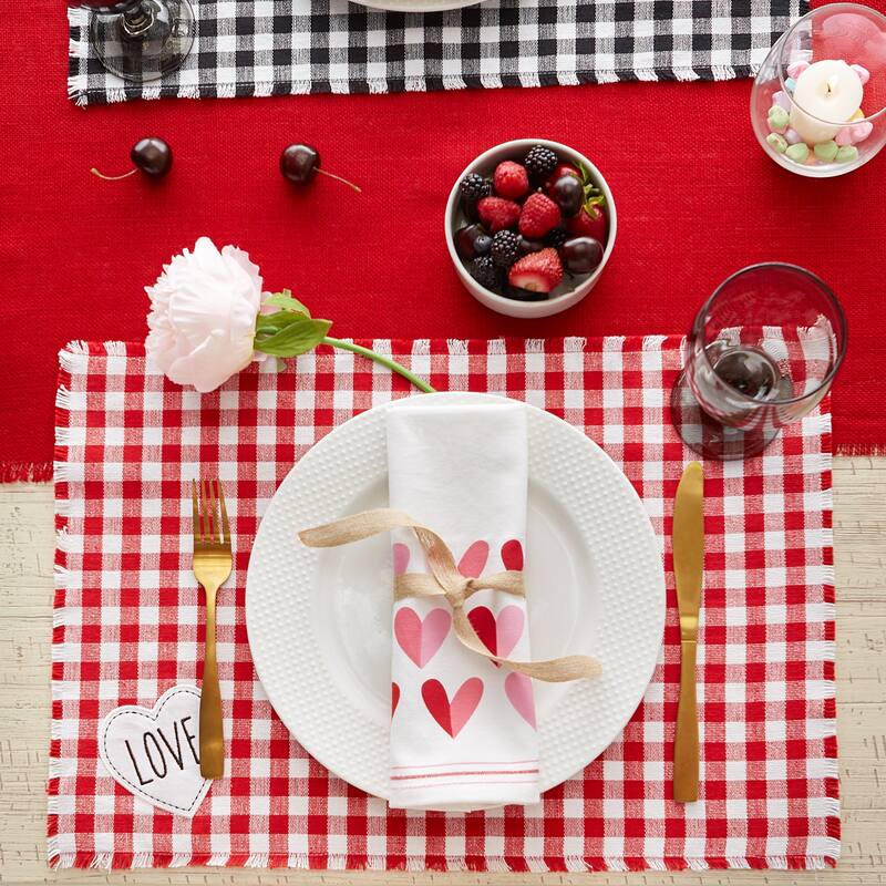 Love and Xoxo Checkers Embellished Placemats (Set of 4) - Set, 13x19"