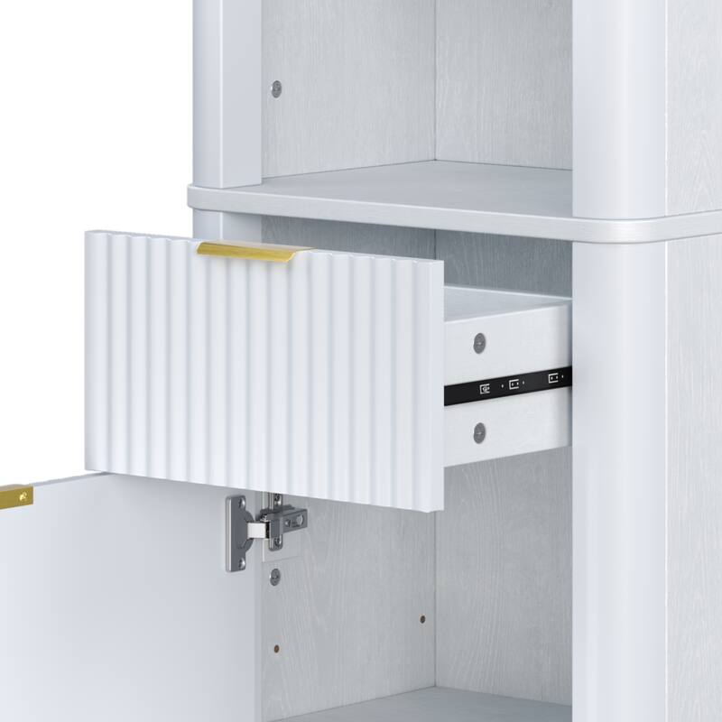 68" H Tall Bathroom Storage Cabinet with Adjustable Shelves and One Drawer & Door, Storage Cabinet for Bathroom, Living Room