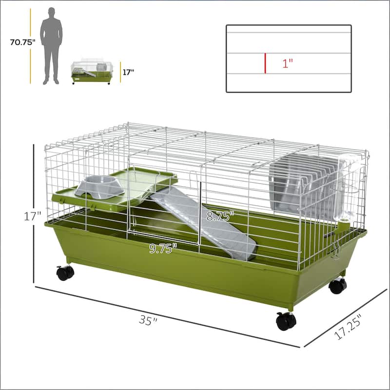 Spacious Animal Cage,Pet Play House,Small Animal Cage is designed for convenient cleaning - Green