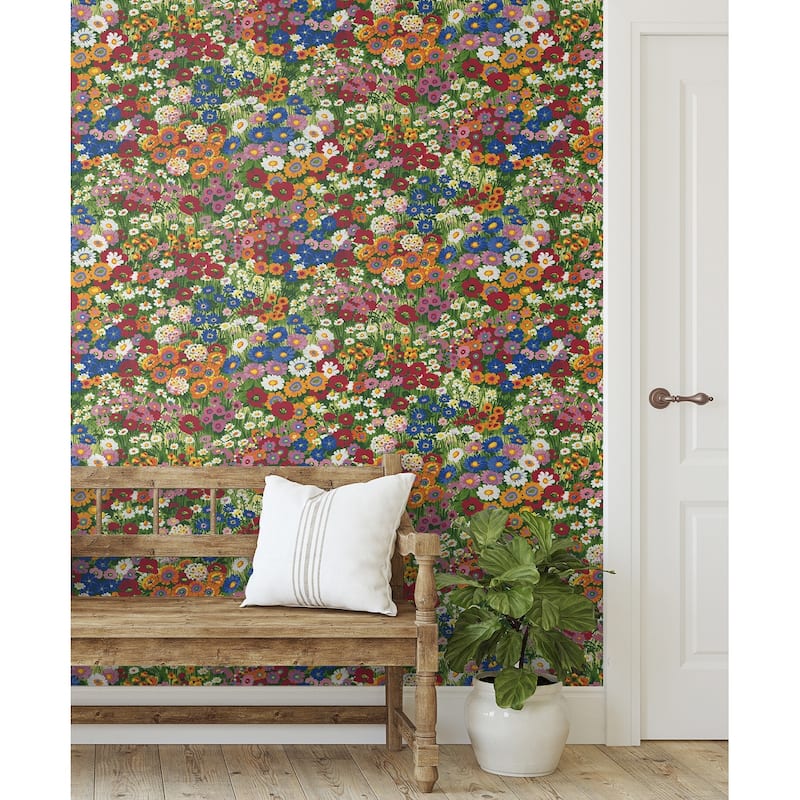 NextWall Floral Meadow Peel and Stick Wallpaper