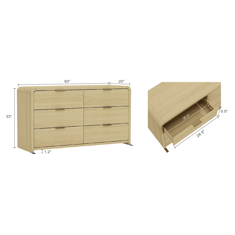 Manhattan Comfort Grace 60" Dresser (6-Drawer)