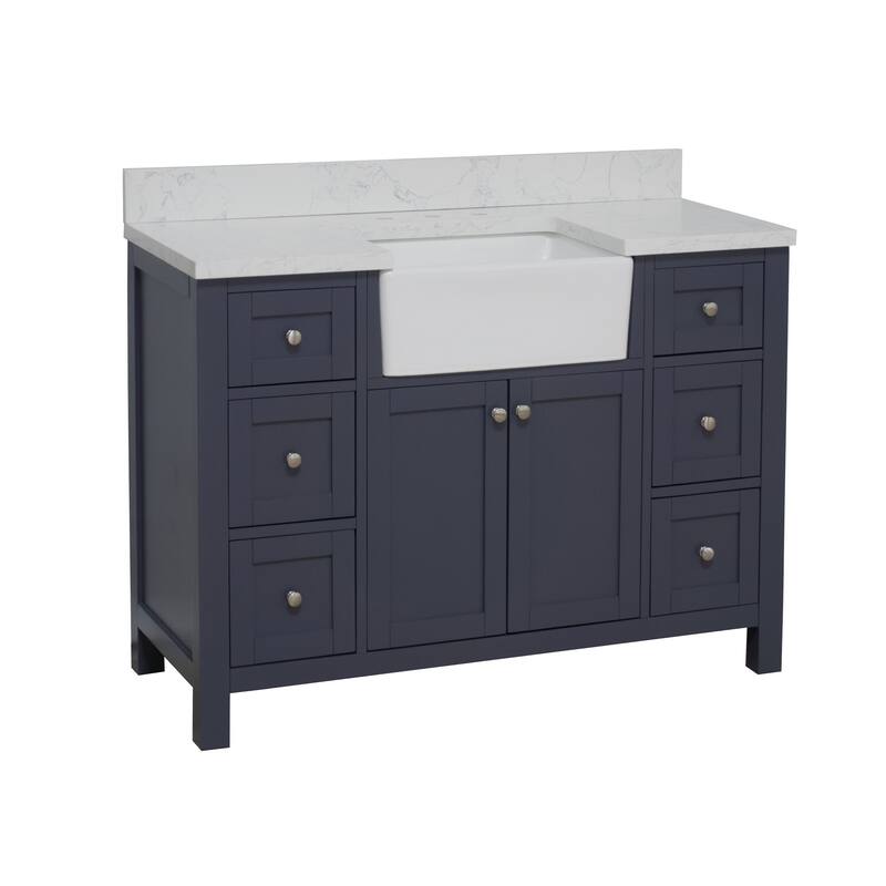 KitchenBathCollection Yorkshire 48" Farmhouse Bathroom Vanity with Engineered Marble Top