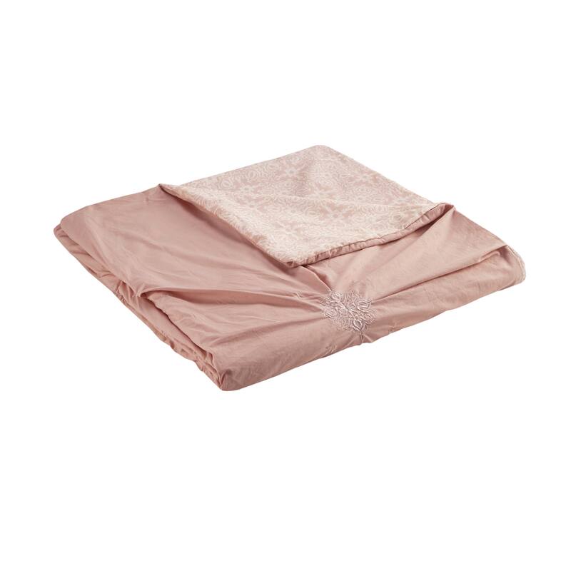 Madison Park Edna Embroidered Cotton Reversible Duvet Cover Set